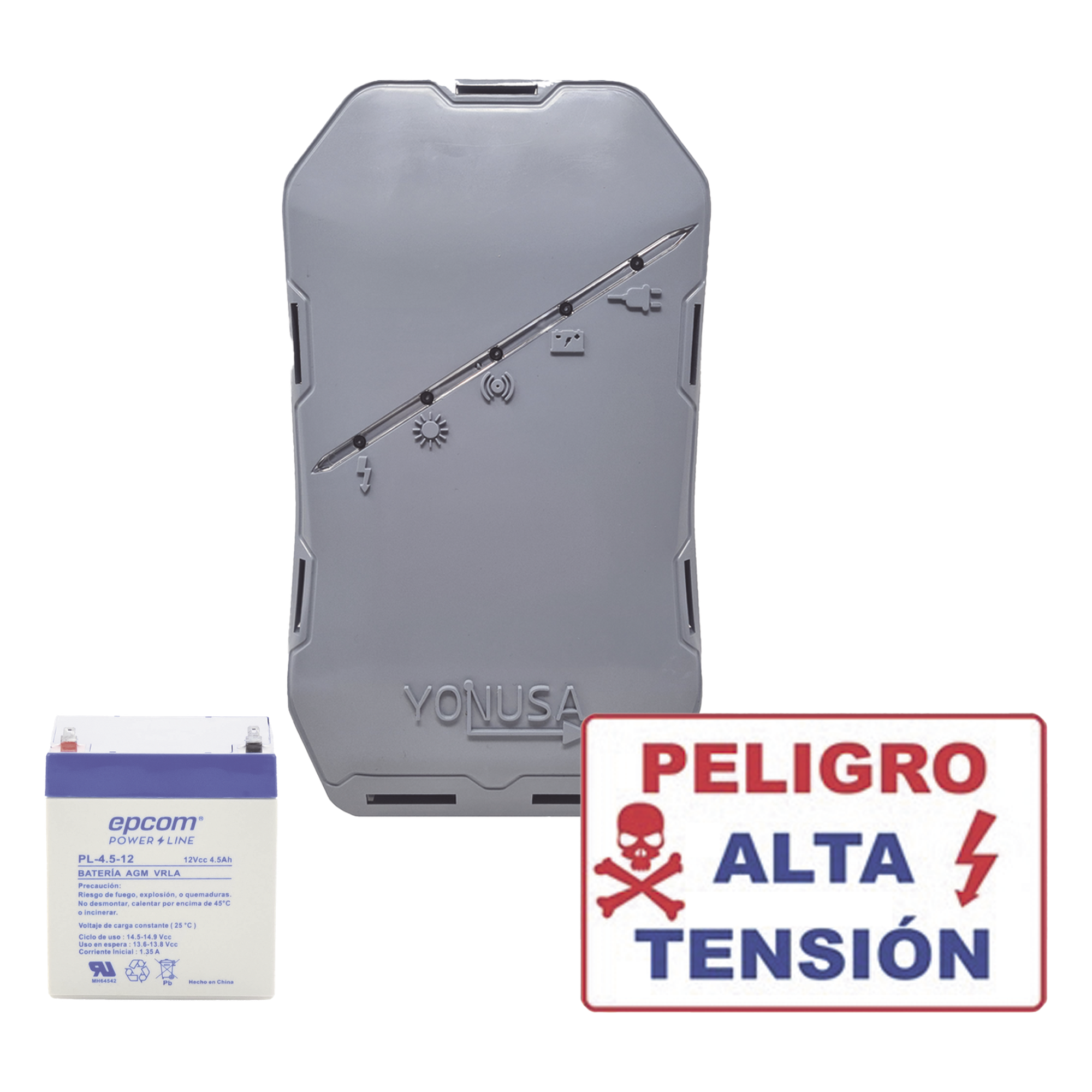 KIT deEnergizador 12,000Volts - .5 Joules / 500 Mts Lineales de Protección / Cercas Electrificadas / Llavero Incluido — YONUSA · SKU SYSNGHS-KIT