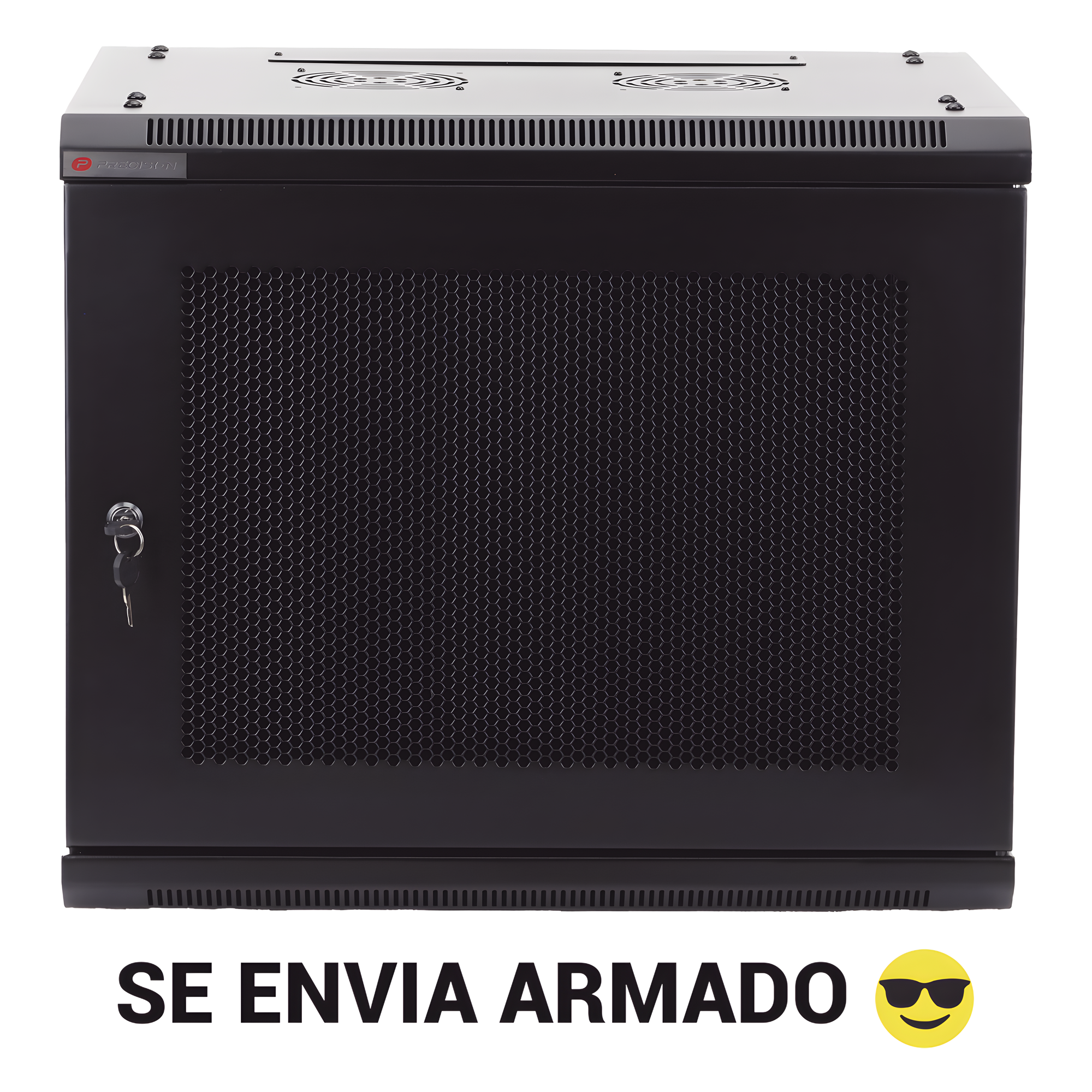 Gabinete PRECISION, Con Puerta Perforada, de 19in, 9UR, 450mm de Profundidad, Color Negro · SKU PSTC-09-645BDP
