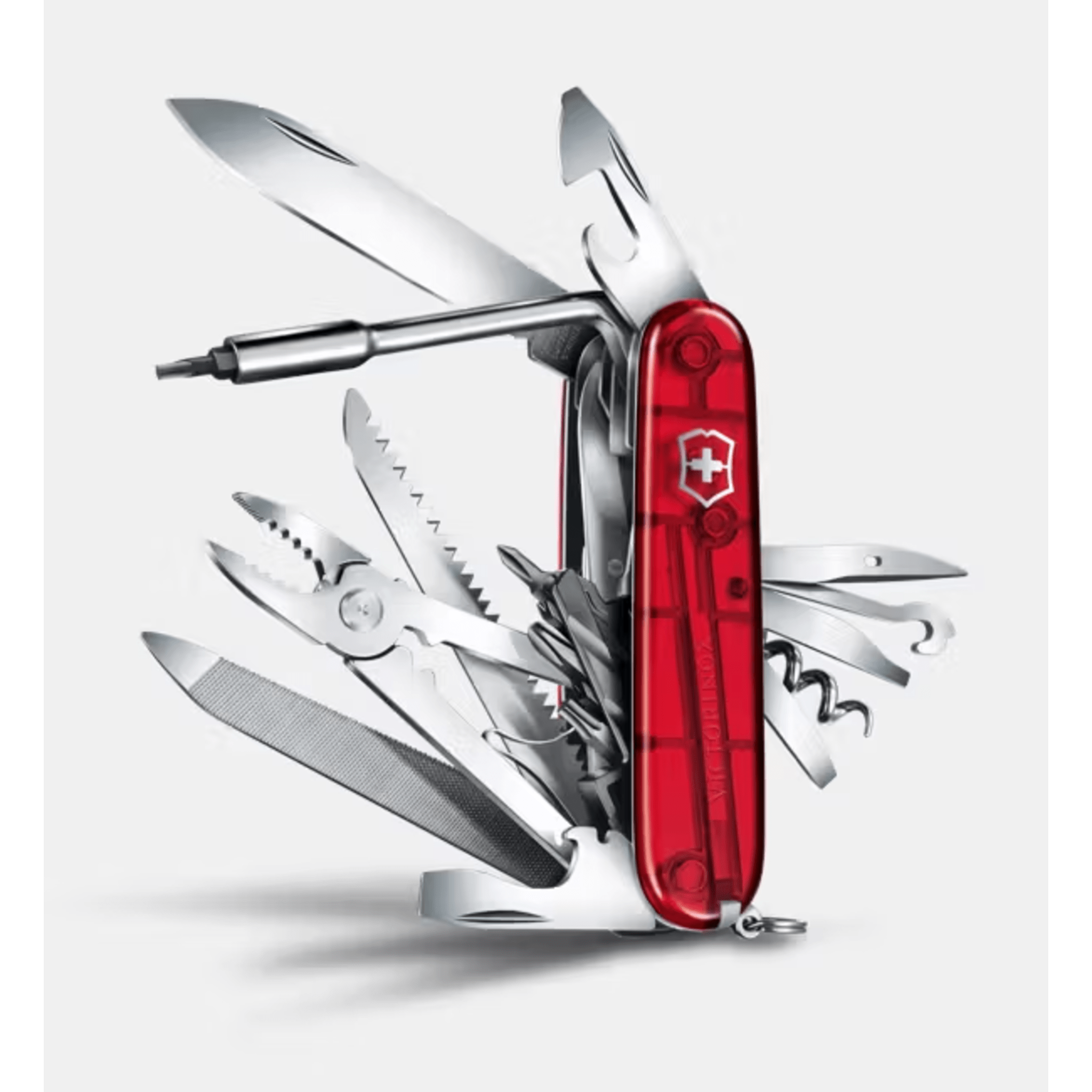 Navaja Multifunción Cyber Tool L / 39 Herramientas Profesionales / Para Técnicos Digitales / Llave Tuercas Tecnológica / Dados Hexagonales D-SUB / Set Bits Phillips-Torx-Hex / ABS-Cellidor Rojo / Fabricación Suiza
