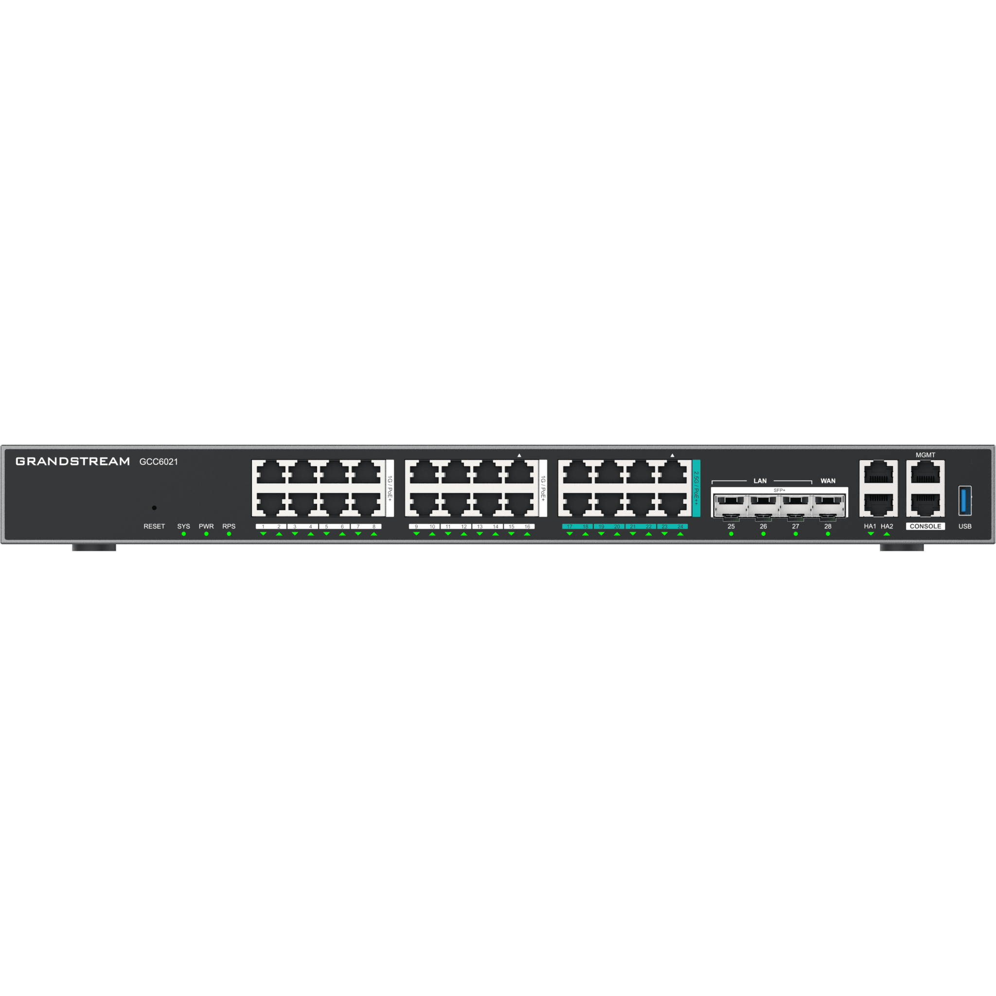 Router Todo-en-Uno GCC6021 con PBX de 50 Extensiones + Firewall + VPN + Switch de 16 Puertos GbE + 4x SFP+ 10 GbE y 8x 2.5 GbE / Gestión en la Nube con GDMS