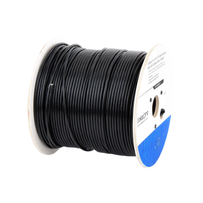 Bobina de Cable de 305 Metros (1000 Pies) Cat5e, Aleación de Cobre y Aluminio (CCA), Color Negro, Uso Intemperie, Doble Forro