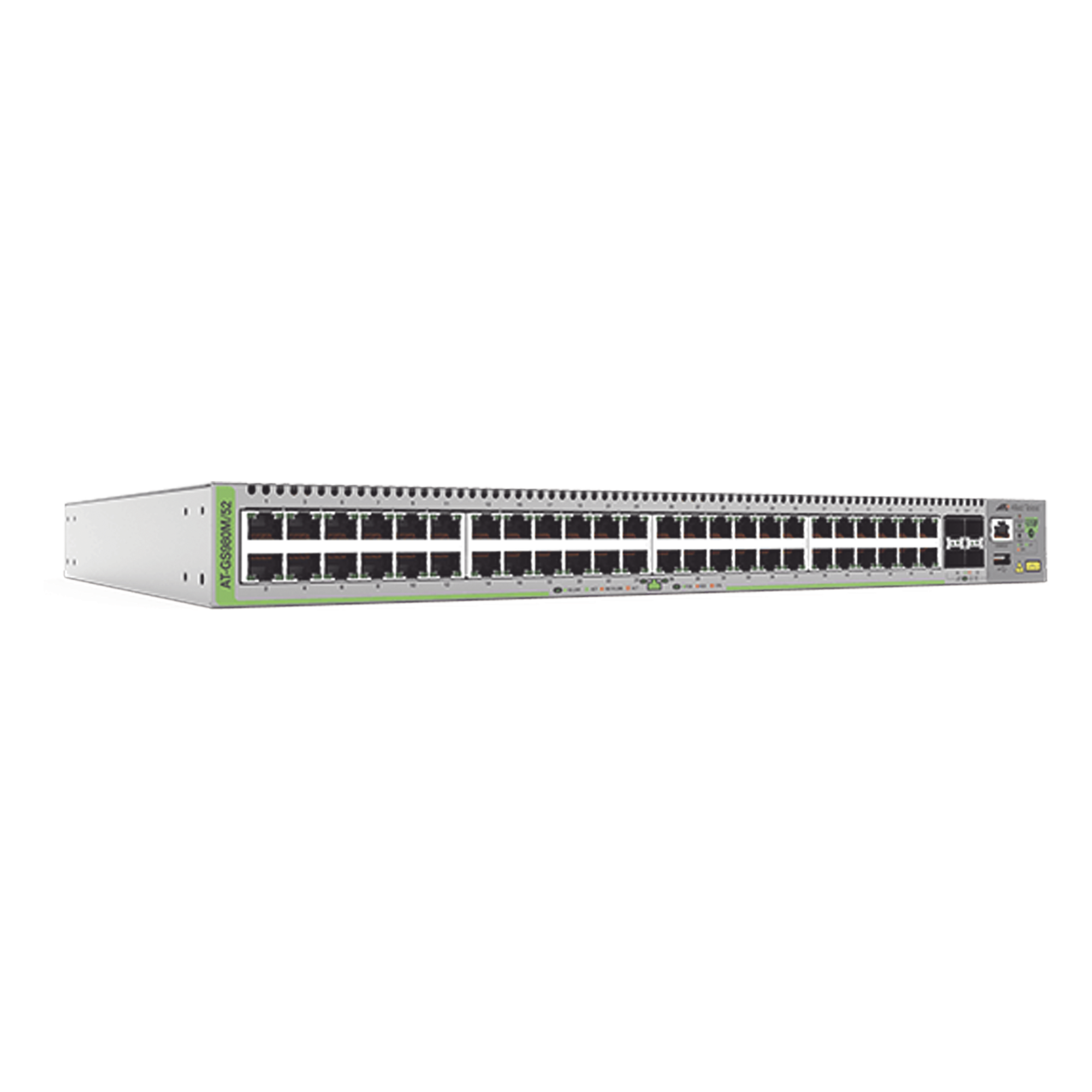 Switch Administrable CentreCOM GS980M, Capa 3 de 48 puertos 10/100/1000Mbps + 4 SFP Gigabit — ALLIED TELESIS · SKU AT-GS980M/52-10