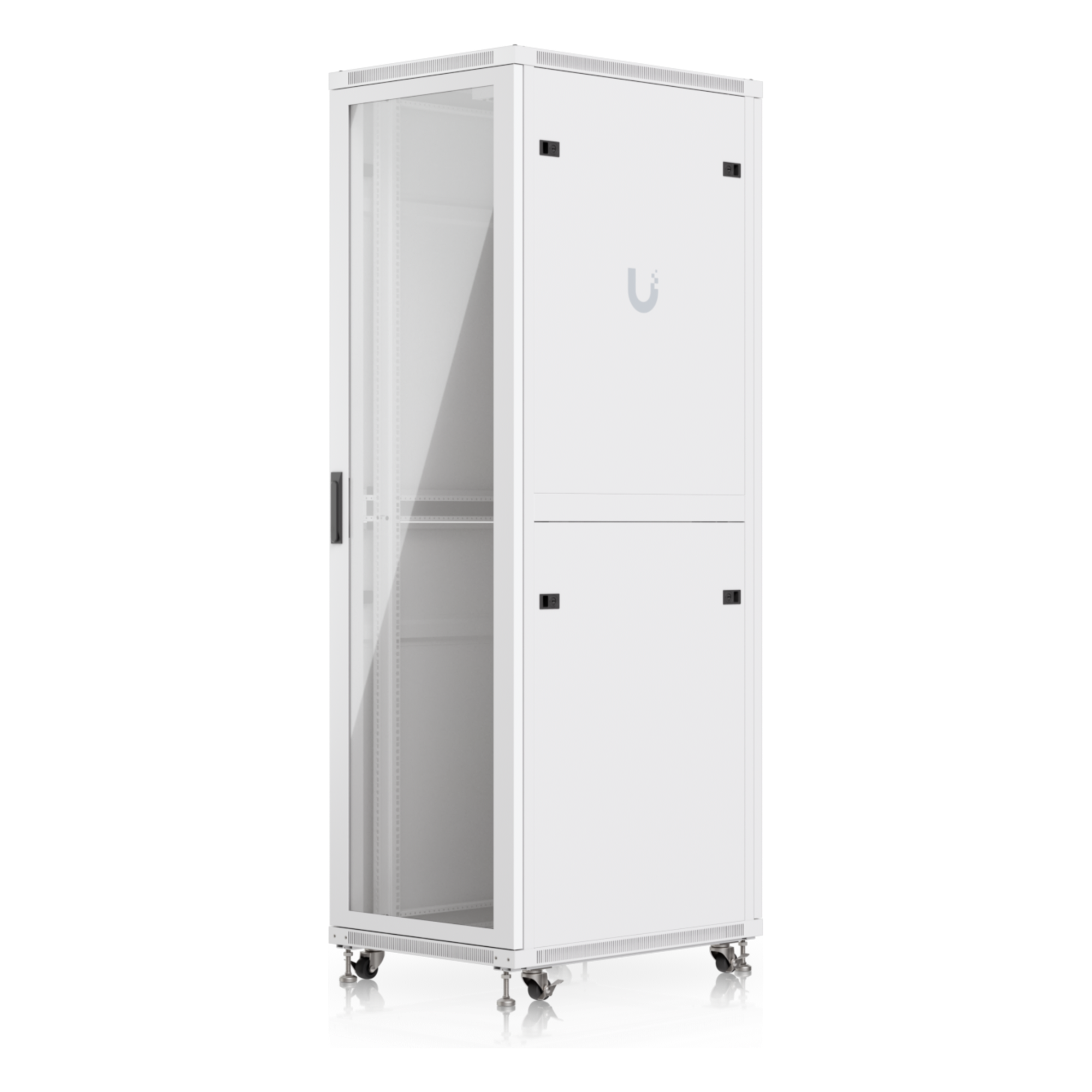 Gabinete Rack de Piso / 42U / 600 x 800 mm (23.6 x 31.5') / Capacidad 800 kg (1,763.7 lb) / Puerta Vidrio Templado / Ventiladores Integrados — UBIQUITI · SKU UACC-RACK-42U-800-G