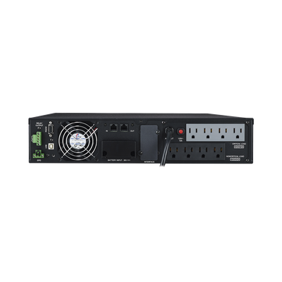 UPS de 1500 VA/1350 W, Online Doble Conversión, Entrada 120 Vca NEMA 5-15P, Onda Senoidal Pura, Rack o Torre de 2 UR, Con 8 Tomas NEMA 5-15R