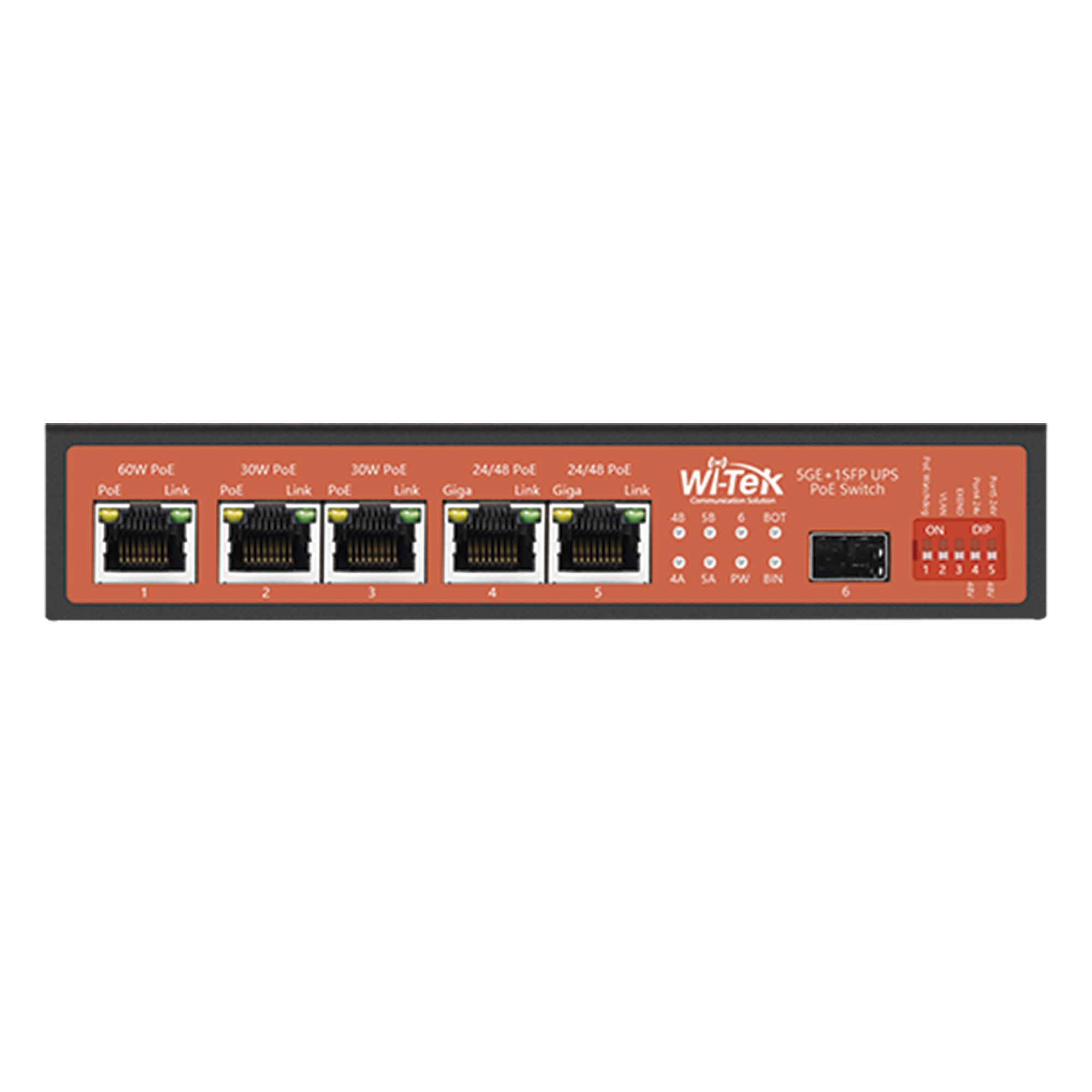 Controlador Solar de 15A con Switch PoE / 1 Puerto Gigabit PoE 802.3 bt / 2 Puertos PoE 802.3 af/at / 2 Puertos PoE Pasivo 24/48 Vcc / 1 Puerto SFP / No administrable