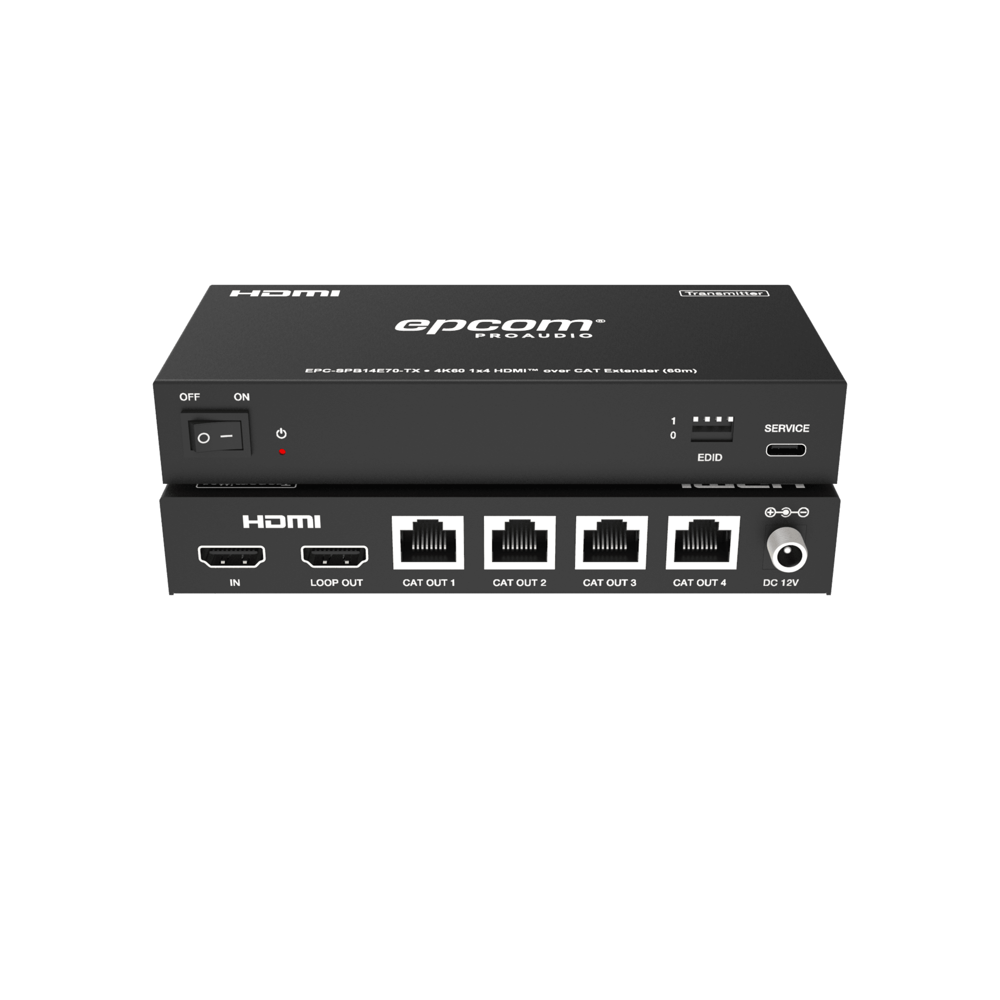 Splitter Extensor 1x4 | 4K@60Hz a 60m | 4K@30Hz a 70m | Cable Cat6 | EDID | HDCP 2.2 | Salida Loop