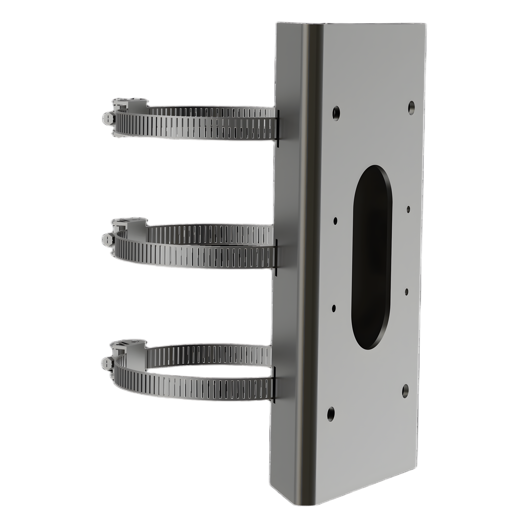 Soporte de Montaje para Poste / Acero Inoxidable SUS304 / Diámetro Ajustable 67-127 mm / 4 Agujeros M8 y M4 — HIKVISION · SKU DS1475ZJSUS/BJZ