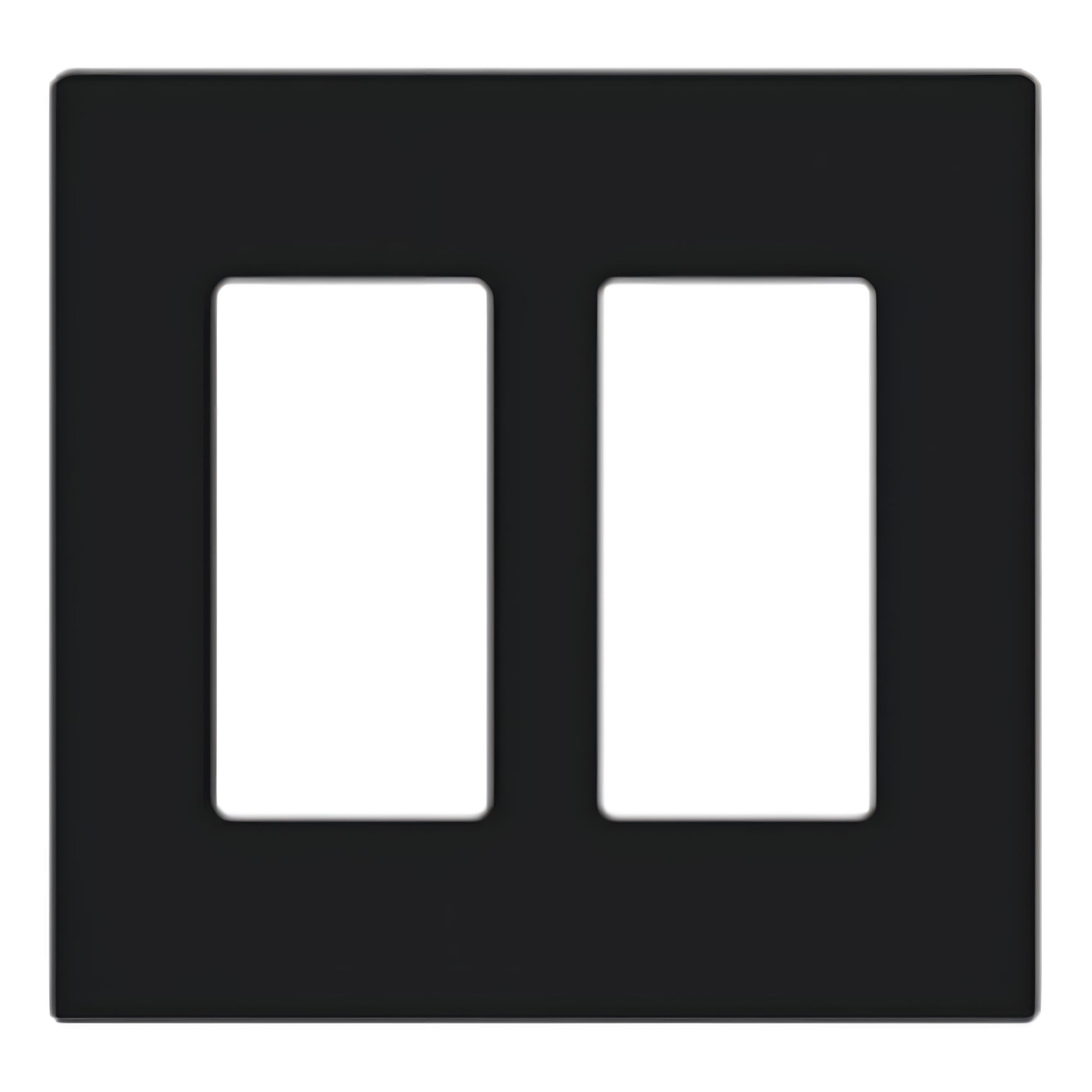 Placa de pared Claro de 2 espacios sin tornillos visibles, acabado negro brillante, para atenuadores, apagadores y controles Pico de Lutron — LUTRON ELECTRONICS · SKU CW2BL