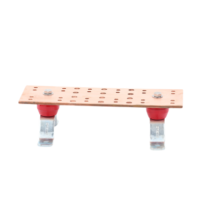 Barra Unión Telecom TMGB / 12 x 4 x 1/4 in / 100% Cobre / 12+24 Orificios / Aisladores Rojos / J-STD-607-A