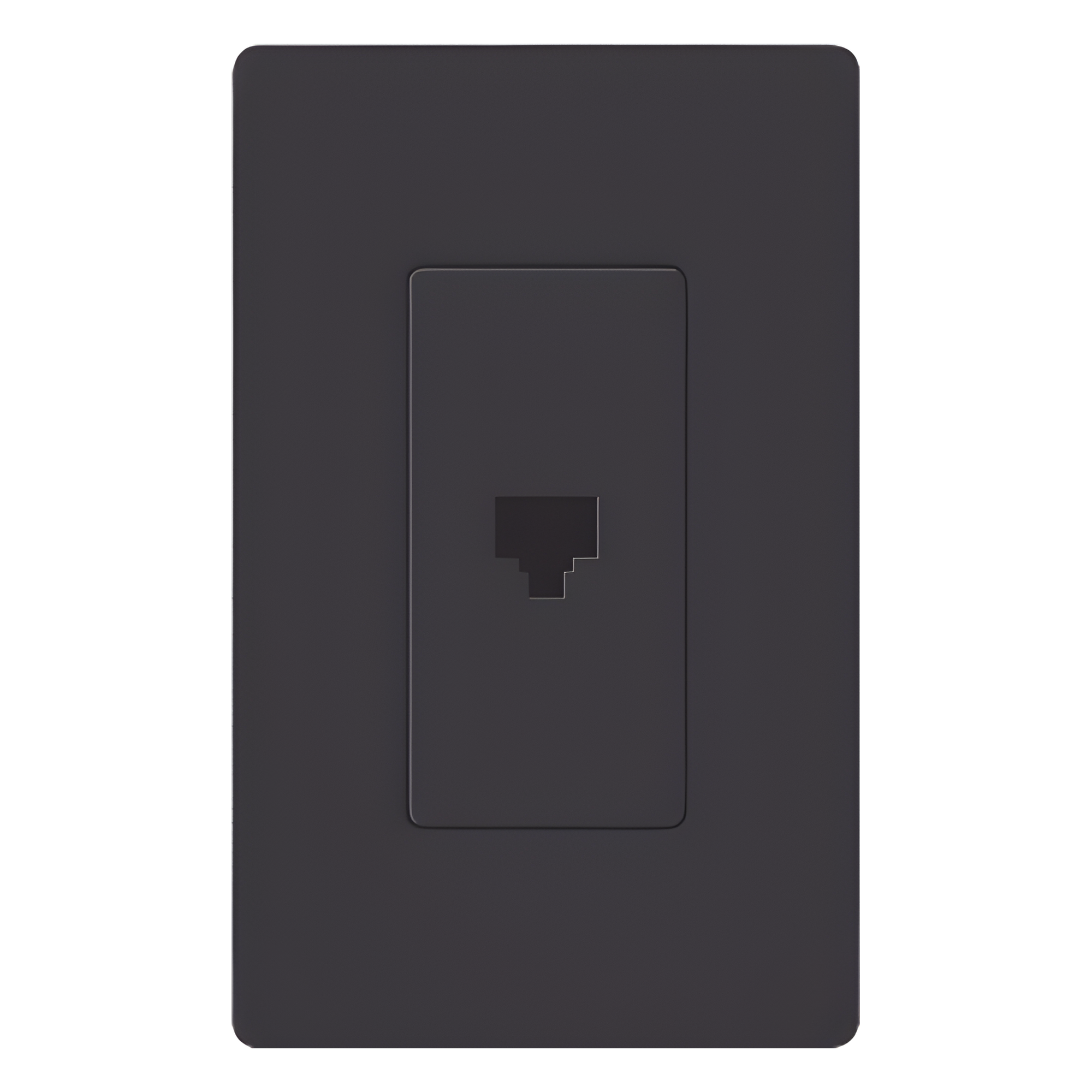 Salida telefónica de pared con jack RJ11 de 6 conductores, un puerto, apertura tipo designer, línea Satin Colors color Midnight — LUTRON ELECTRONICS · SKU SCPJMN