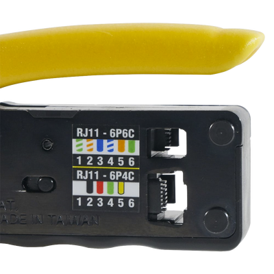 Ponchadora/Pelacables/Cortacables Compacta con Matraca para Conectores RJ45 y RJ11/RJ12.