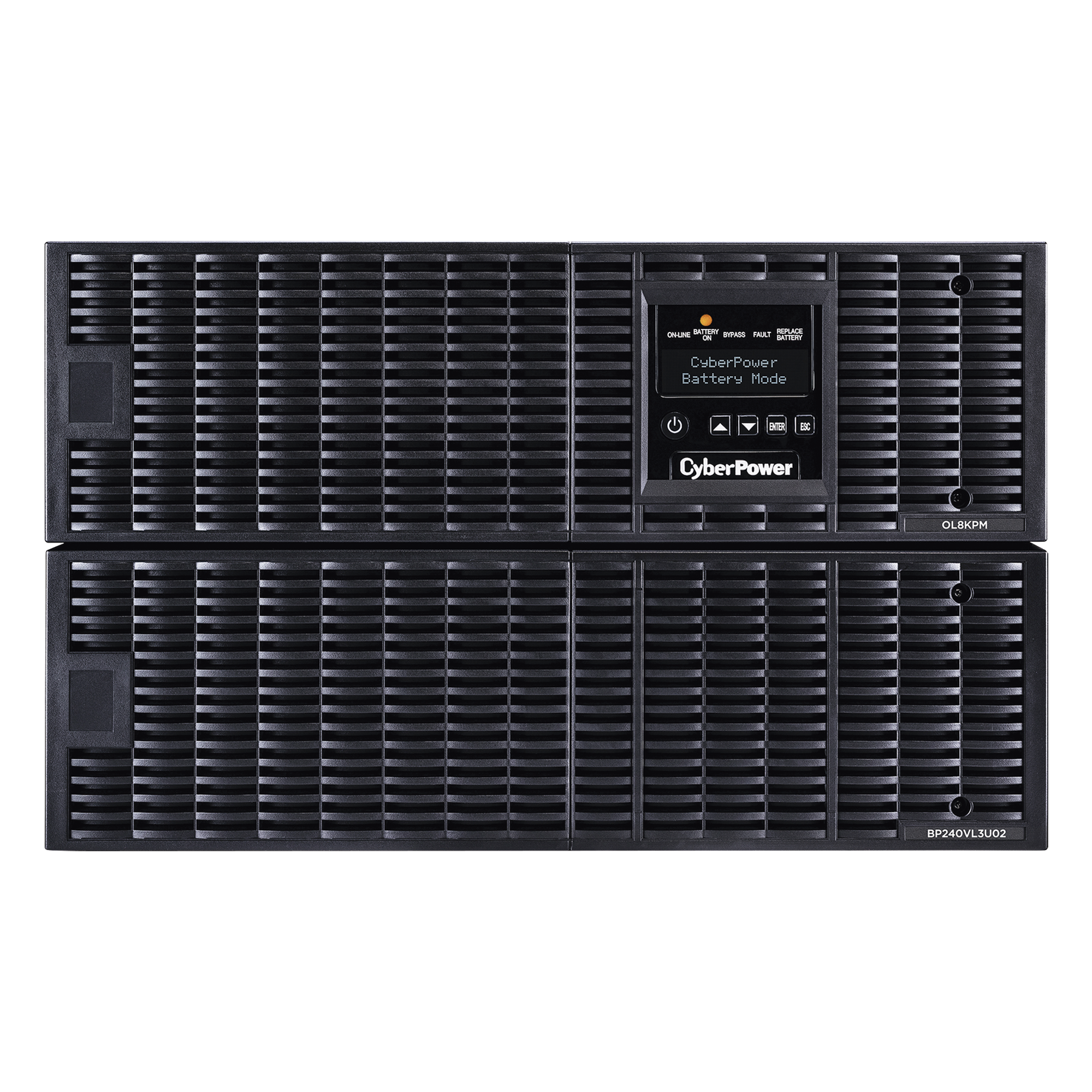 UPS de 8000 VA/ 8000 W, Online Doble Conversión, 200 - 240 Vac de Salida, Terminal Hardwired, Onda Senoidal Pura, Torre o Rack de 6 UR, Con 3 Tomas NEMA L6-30R — CYBERPOWER · SKU OL8KRT