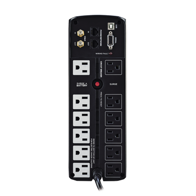 UPS de 1500 VA/900 W, Topología Línea Interactiva, Entrada 120 Vca NEMA 5-15P, Tipo Mini Torre, Con 12 Tomas NEMA 5-15R