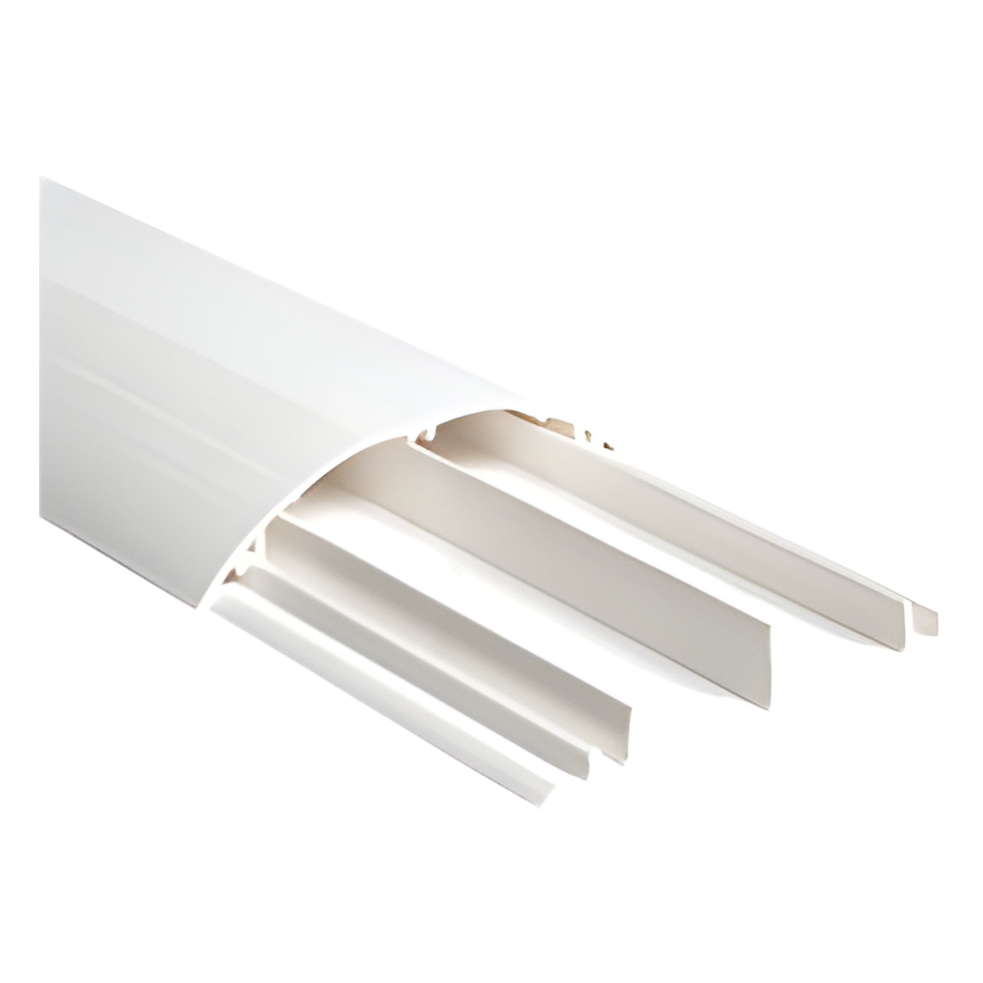 Ducto media caña color blanco de dos vias, de PVC auto extinguible, 90.5 x 19.7 x 1220mm (9400-01250) — THORSMAN · SKU DMC-4FT