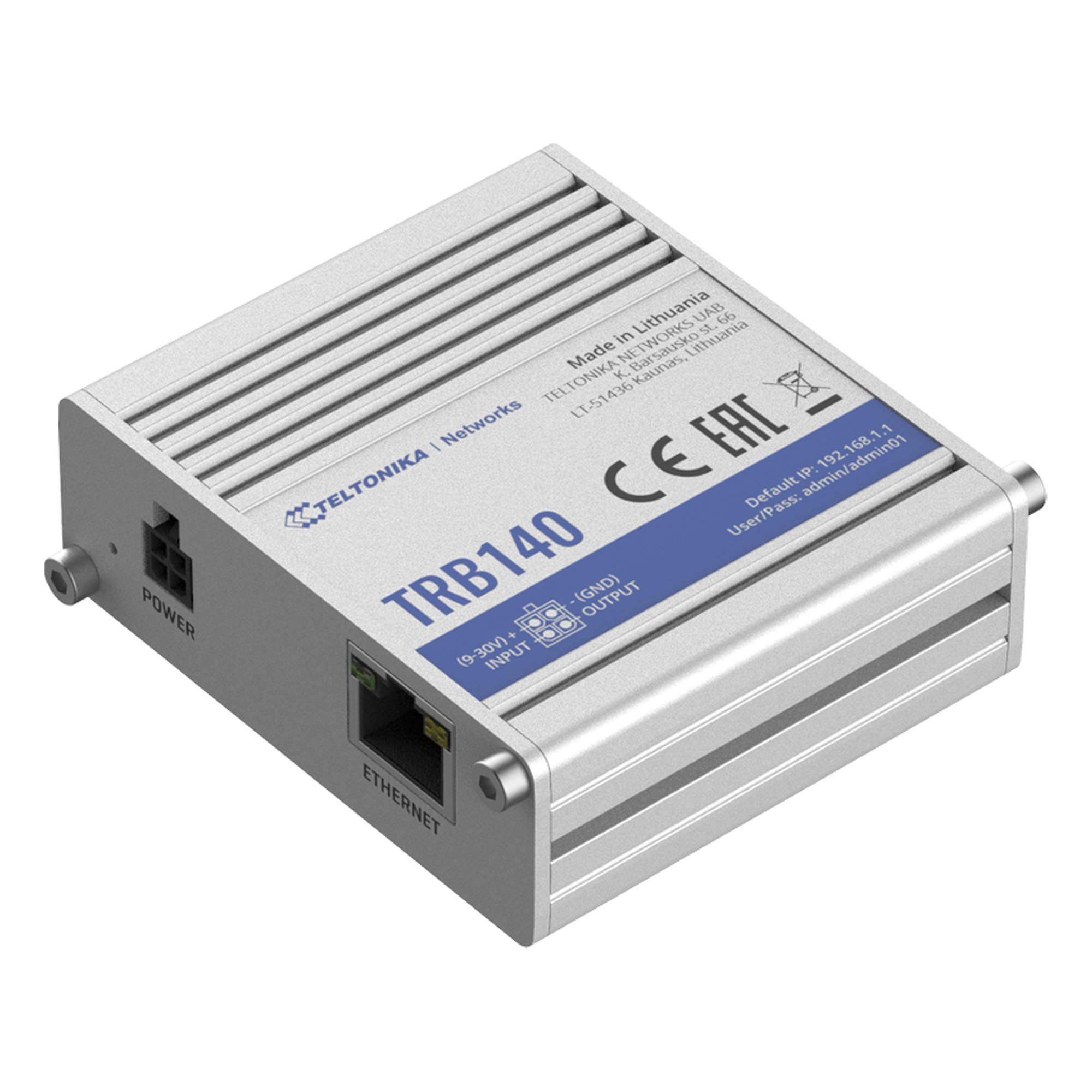 Router Industrial LTE 4G, con 1 puerto Ethernet 10/100/1000Mbps Gigabit — TELTONIKA · SKU TRB140