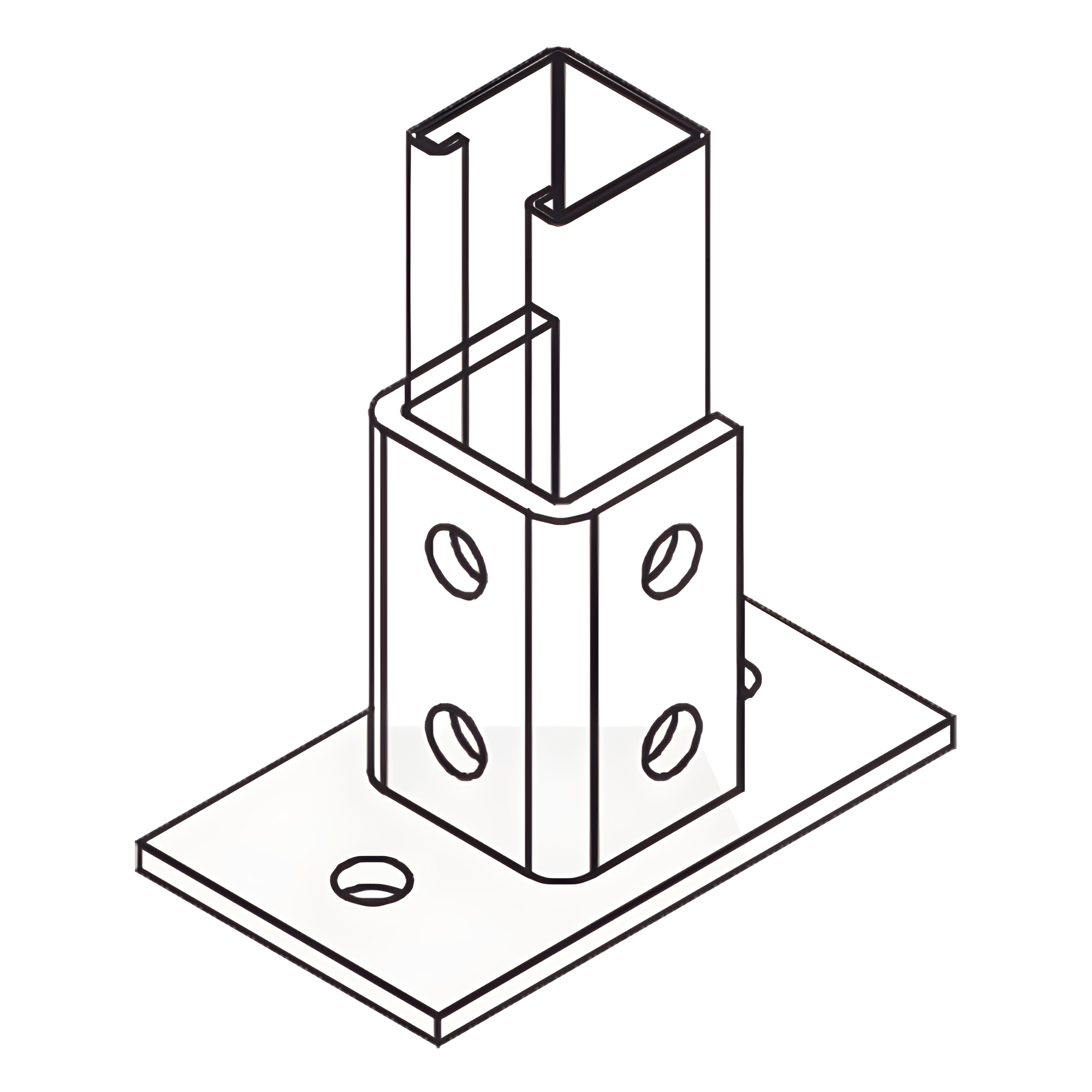 Base Rectangular con 2 perforaciones para Perfil Sencillo. — ANCLO · SKU ANC-HN03