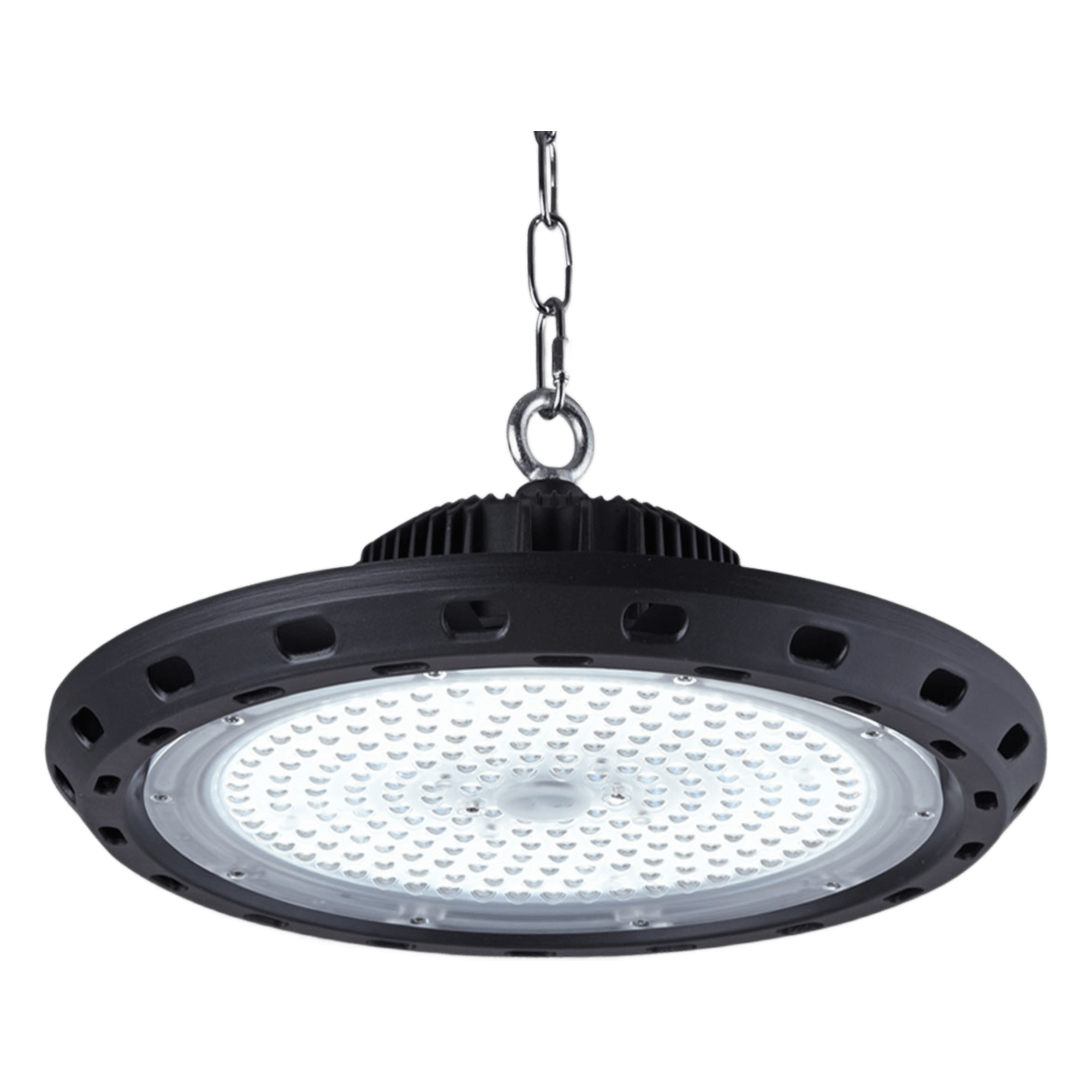Campana Led Industrial UFO / 100 W / Suspendido / 85 - 265 V CA / Luz Fría 6500 K. — JWJ · SKU JLRE-UFO-100