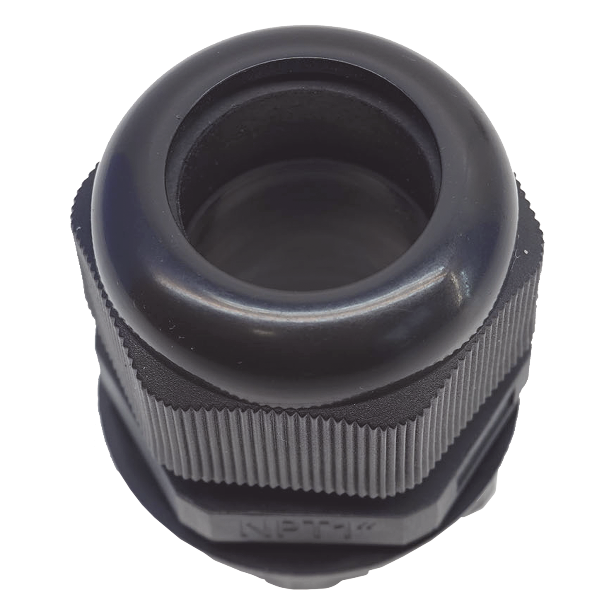Conector Glándula Plástico / Rosca NPT 1" (25.4 mm) / Rango de Cable 16-22 mm / Color Negro / 7 Dimensiones Precisas