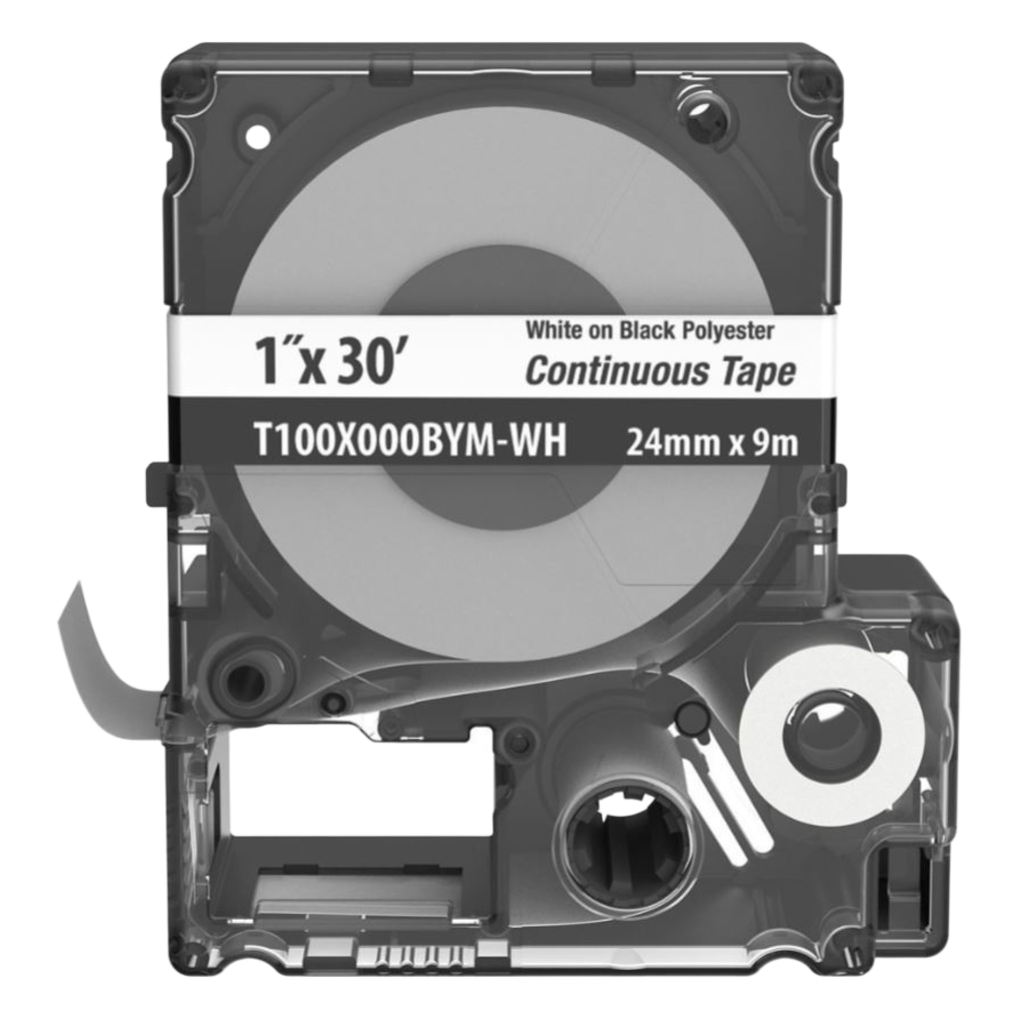 Casete MP, Cinta Continua, Pol., 1 W x 30 L, Blanco/Negro