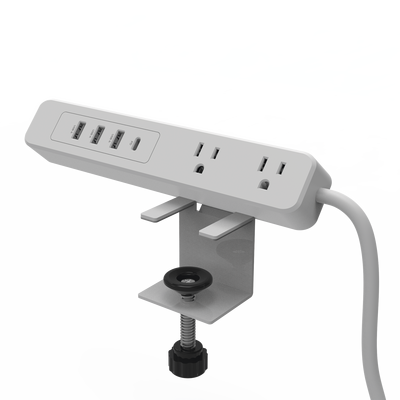 Multicontacto con Montaje para Escritorio / Carga Rápida para 65 W / 2 x Nema 5-15P / 3 x USB-A (5V @3A) / 1 x USB-C (65W)
