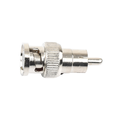 Adaptador en Línea para 75 Ohm, de Conector BNC Macho a RCA Macho en Aplicaciones de Audio-Video para Cámaras, Monitores y DVR's.