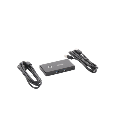Conmutador USB para Compartir 4 Puertos USB 3.0 a 2 PC Ìs | Cambio Mediante Botón | Incluye Dos Cables USB de 1.5 m | ABS | Permite que 2 Usuarios Compartan 4 Dispositivos Periféricos USB3.0, como una impresora, un escáner, etc.