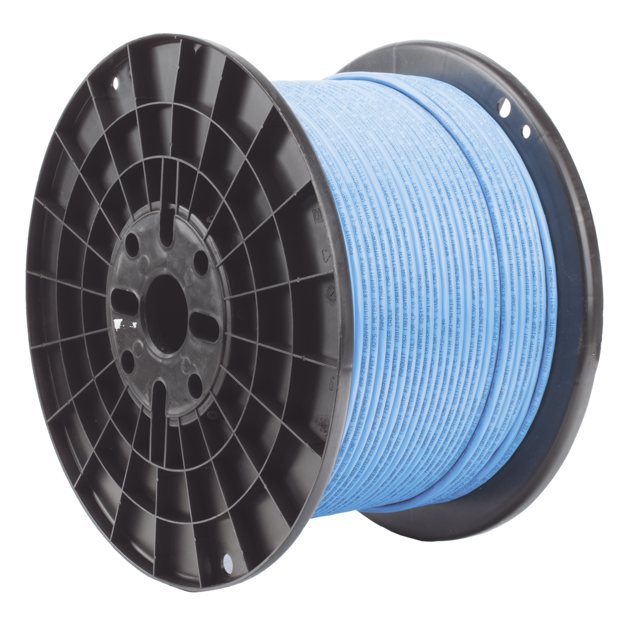 Bobina de Cable UTP de 4 Pares, Vari-MaTriX HD, Cat6A, 23 AWG, CMR (Riser), Color Azul, 305 Metros (1000 Pies) — PANDUIT · SKU PUR6AHD04BU-G