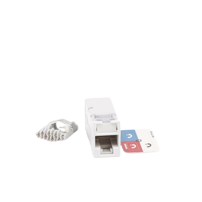 Jack Z-MAX Cat6A, UTP, Montaje Híbrido en Placa de Pared (Plano y Angulado), Color Blanco
