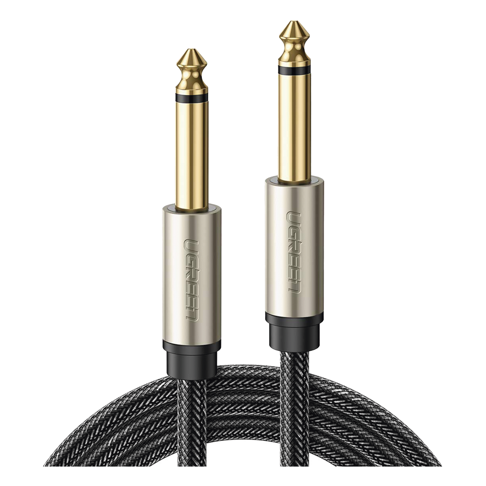 Cable de Audio Mono 6.35mm (1/4") Macho a 6.35mm (1/4") Macho / 10 Metros / Núcleo de Cobre / Blindaje Interno / Nylon Trenzado / Color Negro — UGREEN · SKU 40815