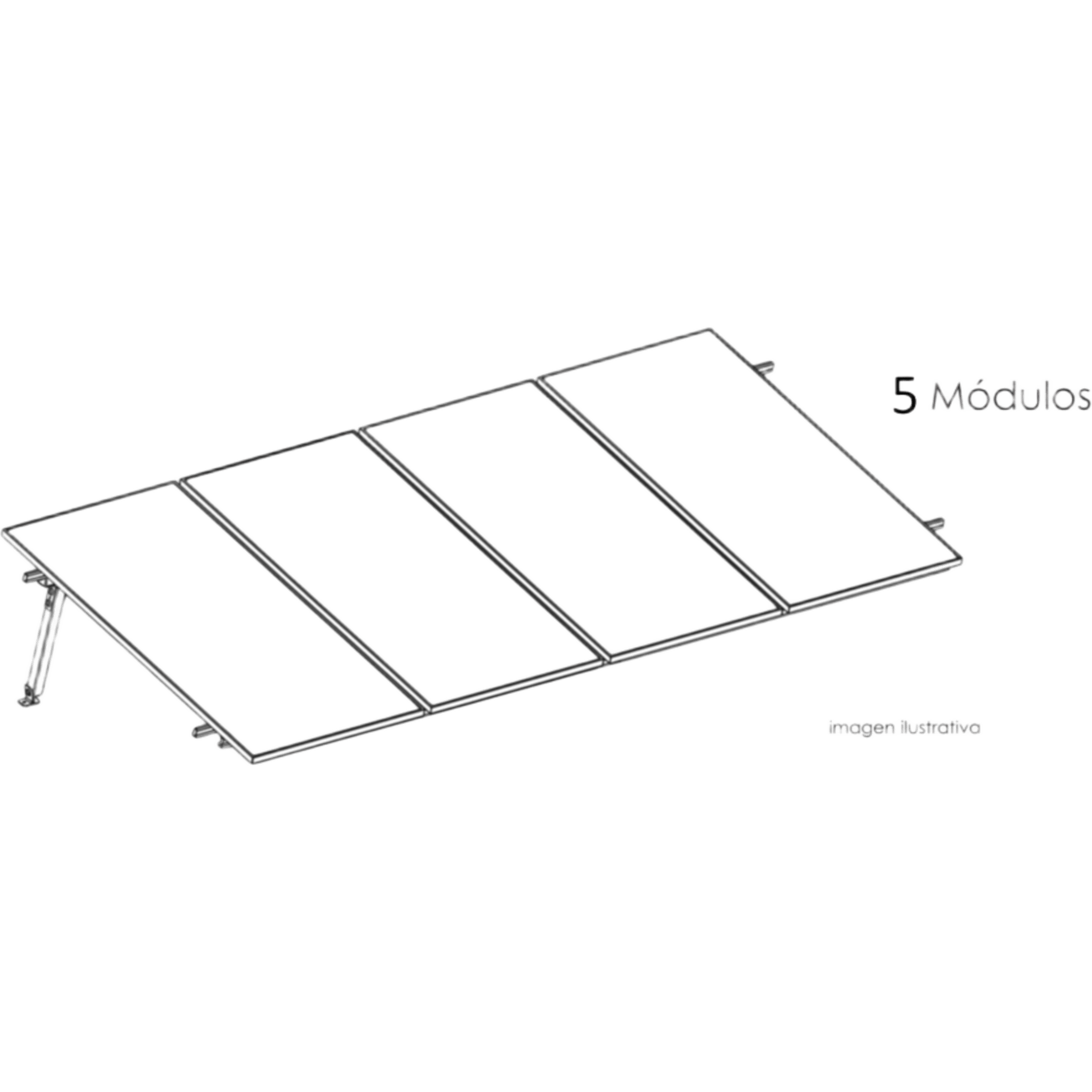 Estructura de Montaje Fotovoltaico / Losa Plana / Configuración 1x3 / Viento 170 km/h / Inclinación 10° / Rieles E-O 3.55 m (11.65 ft) / Rieles N-S 2.14 m (7.02 ft) / Altura 0.52 m (1.71 ft) / Área 10 m² / Módulos 645 — BASEL · SKU KITBASEL1X5