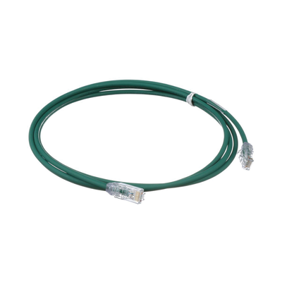 Cable de Parcheo UTP Cat6A, CM/LSZH, Diámetro Reducido (28AWG), Color Verde, 2.13 Metros (7 Pies)
