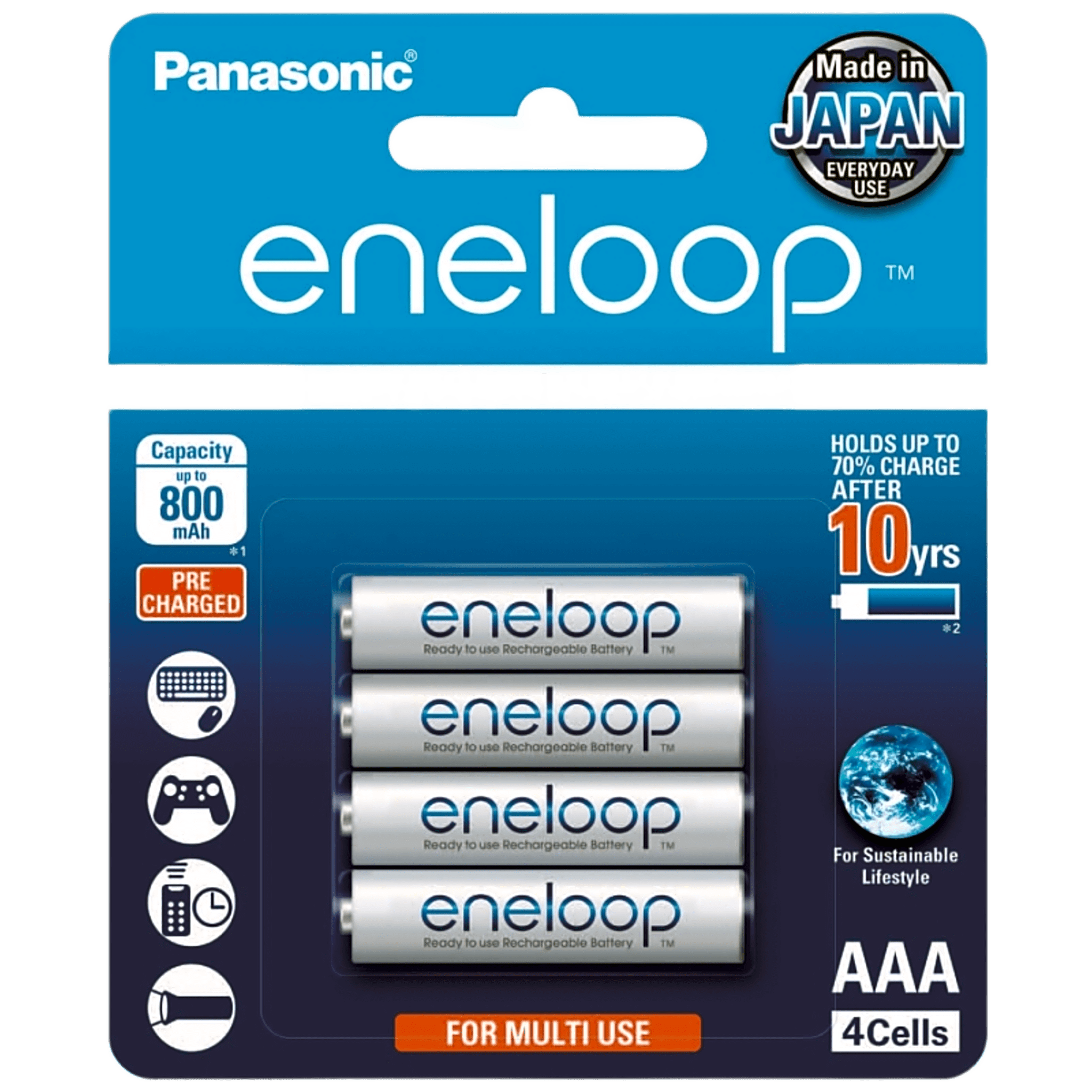 Batería Recargable AAA 1.2V ENELOOP / Ni-HM / Paquete de 4 Baterías