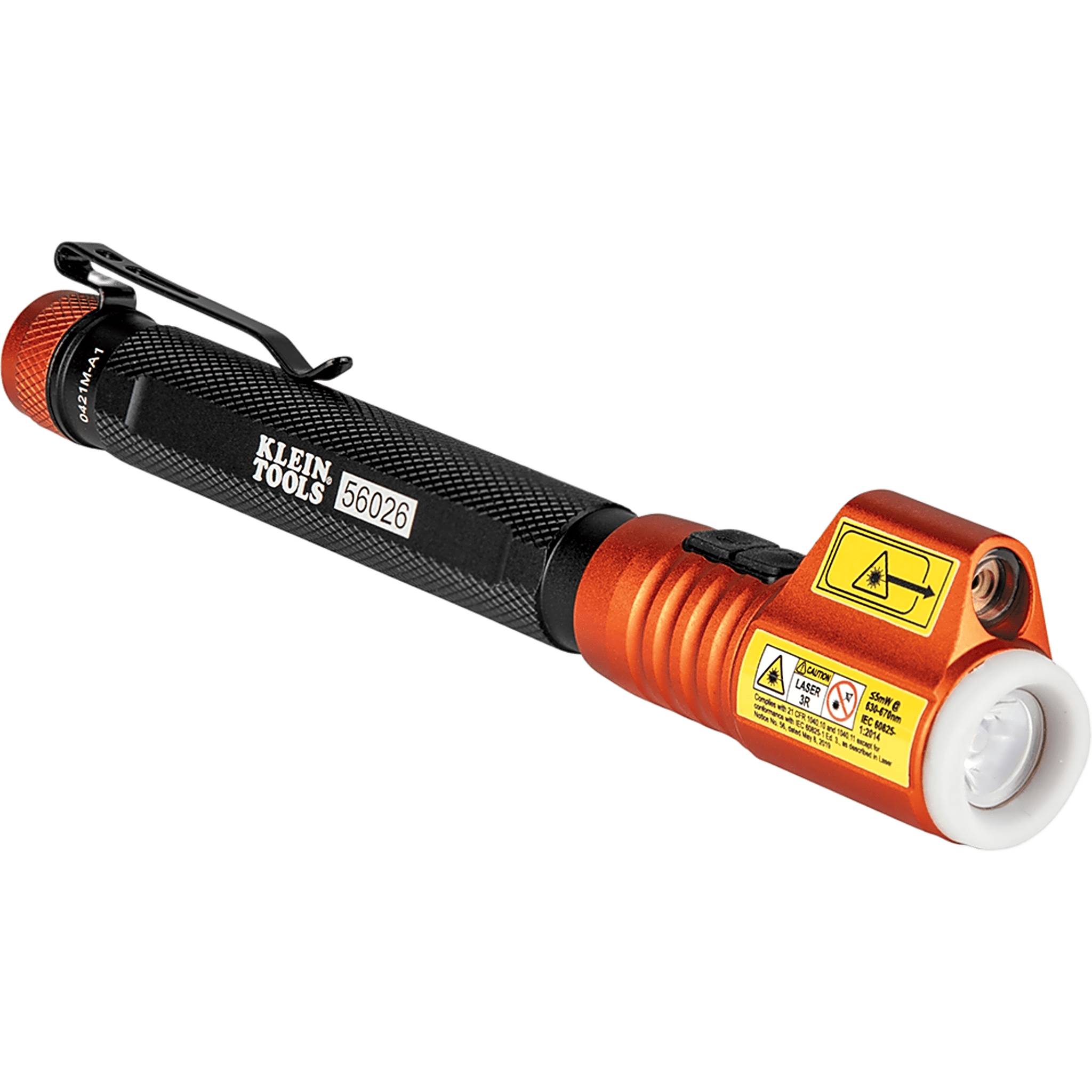 Minilinterna LED / 70 Lúmenes / Láser Rojo Clase 3R / Caídas 3 m (9.8 ft) / Rango -30 a 60 °C / Anillo Fosforescente