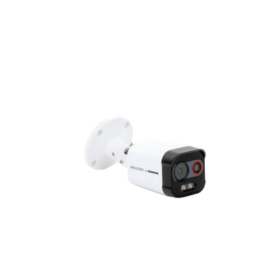 Cámara Bala IP Térmica y Óptica Biespectral / Análisis de Video (VCA) para Protección Perimetral / Clasifica Vehículo y Humano / Térmica 96 x 72 / Óptica 4 MP ColorVu / IP67 / micro SD de 256 GB/ PoE