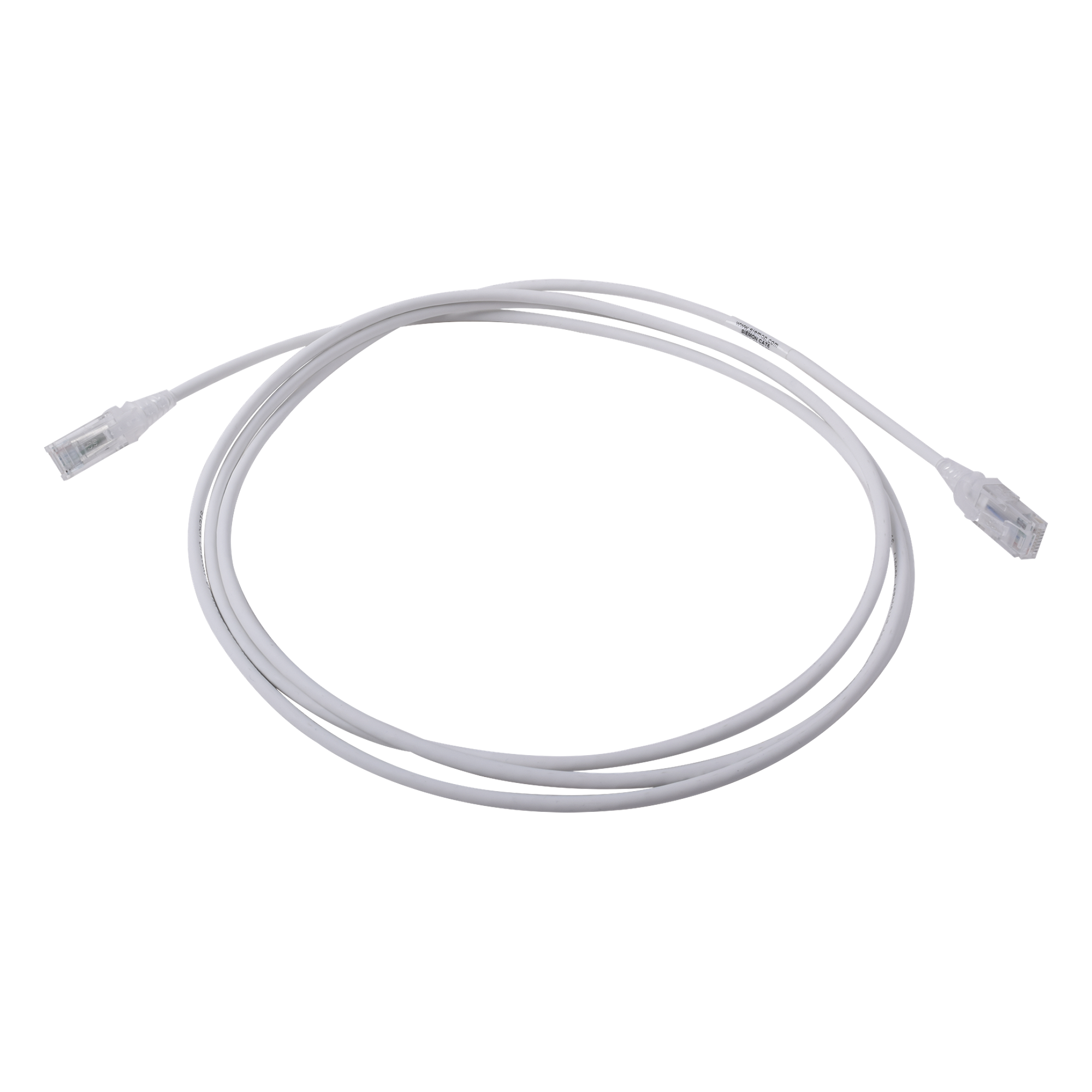 Patch Cord MC6 Modular Cat6 UTP, CM/LS0H, 2.13 Metros (7 Pies), Color Blanco, Diámetro Reducido (28AWG) — SIEMON · SKU MC6-07-0228