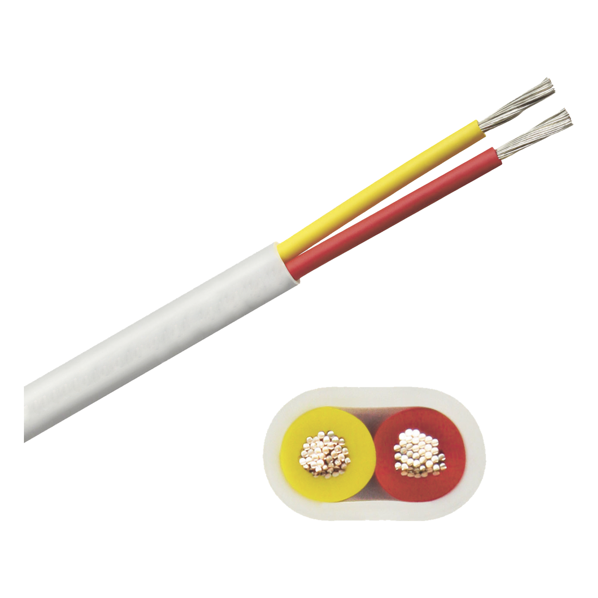 Rollo de cable plano grado marino calibre 14, de 2 conductores (rojo y amarillo) de 100 pies (30.48 m). — COBRA WIRE & CABLE · SKU B7W14T-20-100