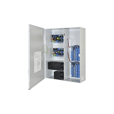 Fuente de poder DUAL ALTRONIX de 12 Vcc @ 9.3 Amper, y 24 Vcc @ 9.6 Amper con 16 salidas, con capacidad de batería de respaldo, requiere batería, para aplicaciones de control de acceso, alarmas, CCTV, con voltaje de entrada en 120 Vca 