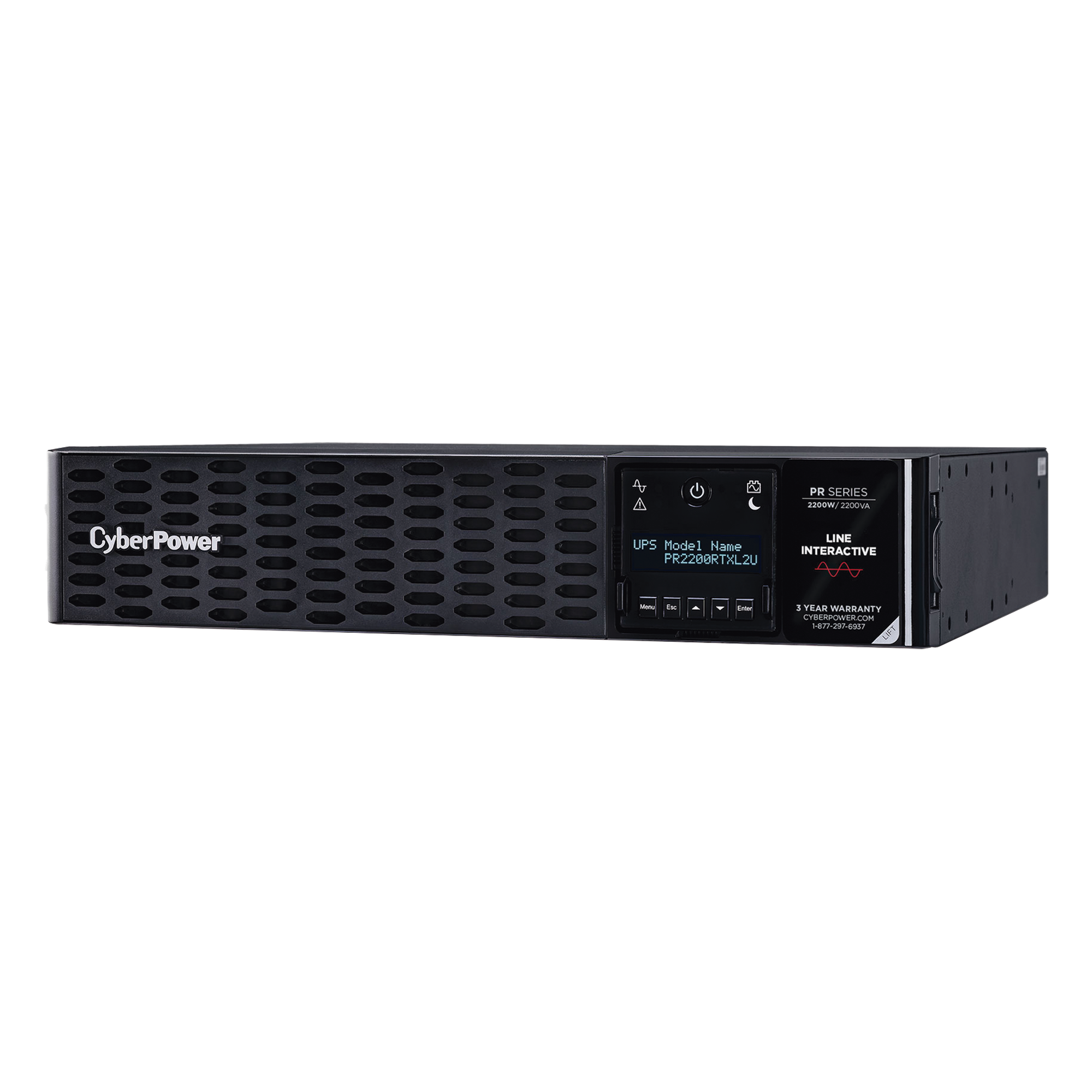 UPS de 2200 VA/2200 W, Topología Línea Interactiva, Entrada 120 Vca NEMA L5-30P, Onda Senoidal Pura, Torre o Rack 2 UR, Con 8 Tomas NEMA 5-20R