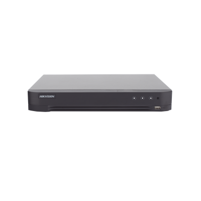DVR 4 Canales TURBOHD + 4 Canales IP / 8 Megapixel (4K) / Audio de dos vías por Coaxitron / ACUSENSE / Reconocimiento Facial / 1 Bahía de Disco Duro / Salida de Video en Full HD / H.265+