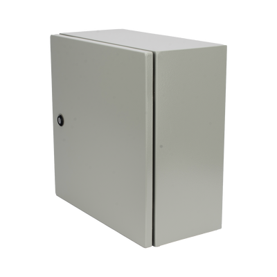 Gabinete de Acero IP66 Uso en Intemperie (400 x 400 x 200 mm) con Placa Trasera Interior de Metal y Compuerta Inferior Atornillable (Incluye Chapa y Llave PST407)