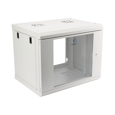 Gabinete de Pared de 9U con Puerta de Cristal Templado, 479.5 mm de Profundidad, Rack de 19'', Acero Reforzado Gris Mate