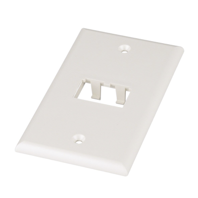 Placa de Pared Vertical Clásica, Salida Para 2 Puertos Mini-Com, Color Blanco Mate