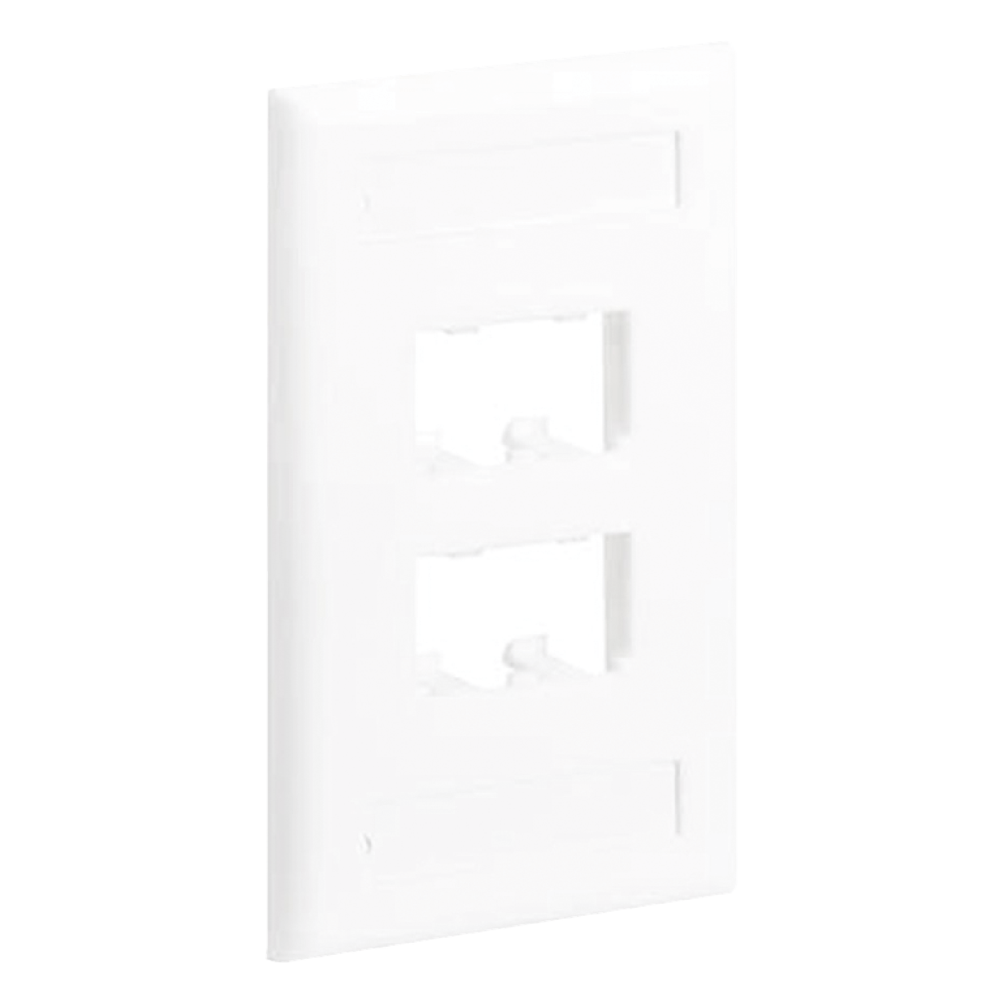 Placa de Pared Vertical Clásica, Salida Para 4 Puertos Mini-Com, Con Espacios Para Etiquetas, Color Blanco — PANDUIT · SKU CFPL4WHY