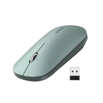 Mouse inalámbrico 2.4 GHz | Ultra Delgado y Silencioso | DPI 1000/1600/2000/4000 (Ajustable) | Alcance 10m | Scroll de Aluminio | Adaptable a diferentes superficies | Diseño suave al tacto | Contiene Receptor USB | Color Verde