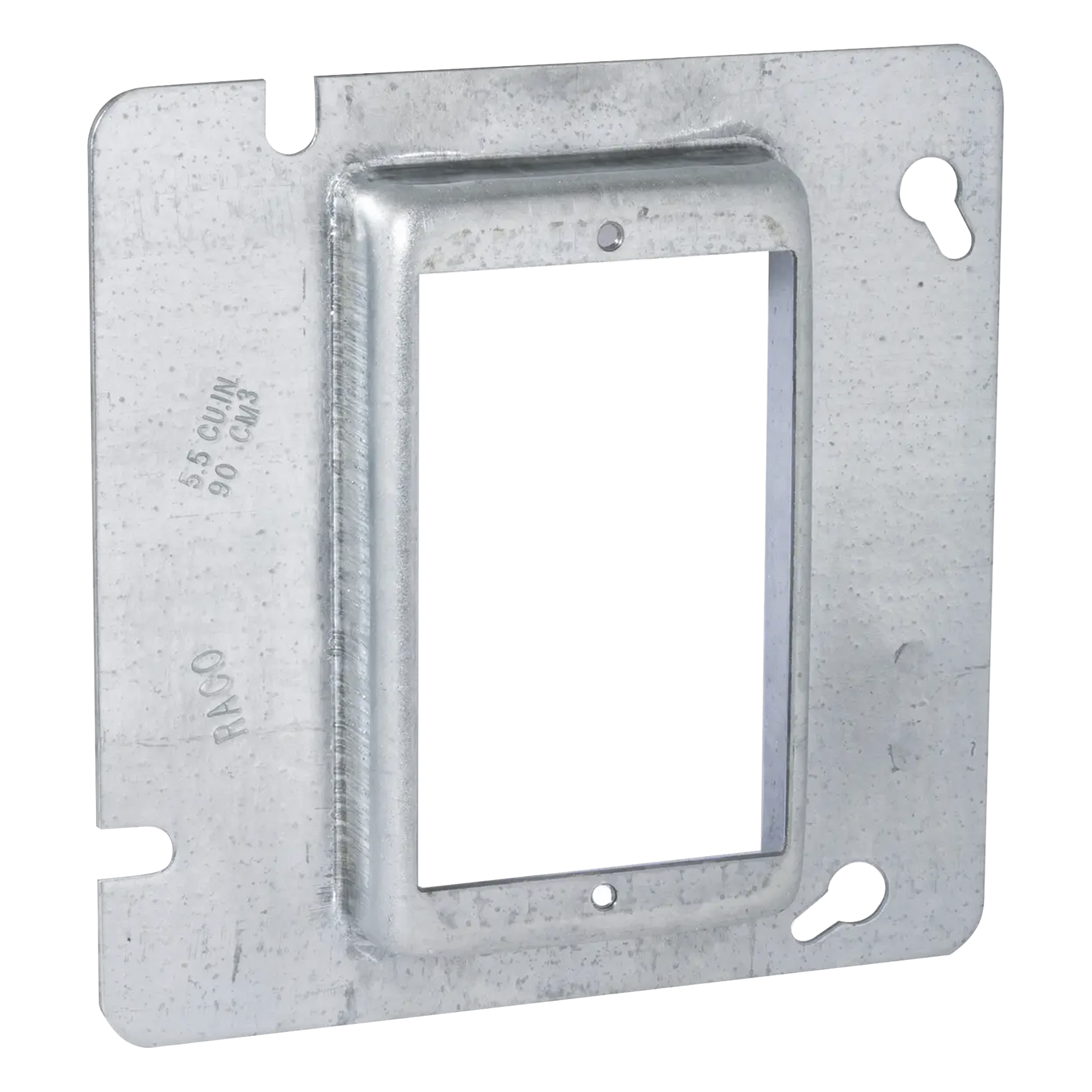 Sobretapa Cuadrada Galvanizada para Caja de 4 11-16" / Realce de 3/4". — RACO · SKU HUB-838