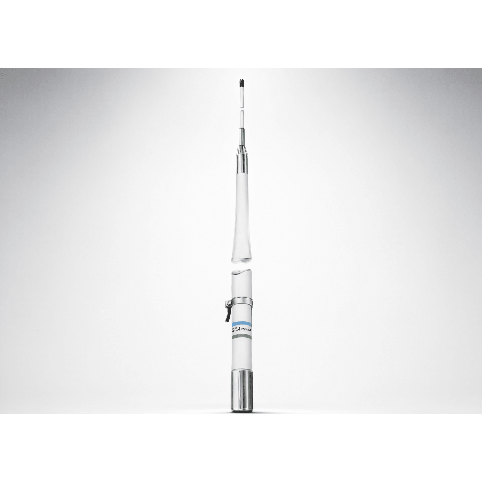 Antena Marina HF / 2-30 MHz / 1 kW SSB / Fibra de Vidrio / 2 Secciones / Resonancia 10.8 MHz / Requiere Sintonizador — SHAKESPEARE · SKU 390