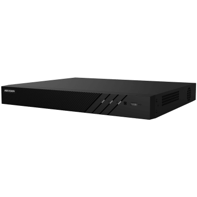 NVR 8 Megapixel (4K) (Compatible con Cámaras ACUSENSE) / 16 canales IP / 16 Puertos PoE+ / 2 Bahías de Disco Duro / Salida de Vídeo en 4K / 300 Metros PoE Modo Extendido — HIKVISION · SKU DS-7616NI-Q2/16P(E)