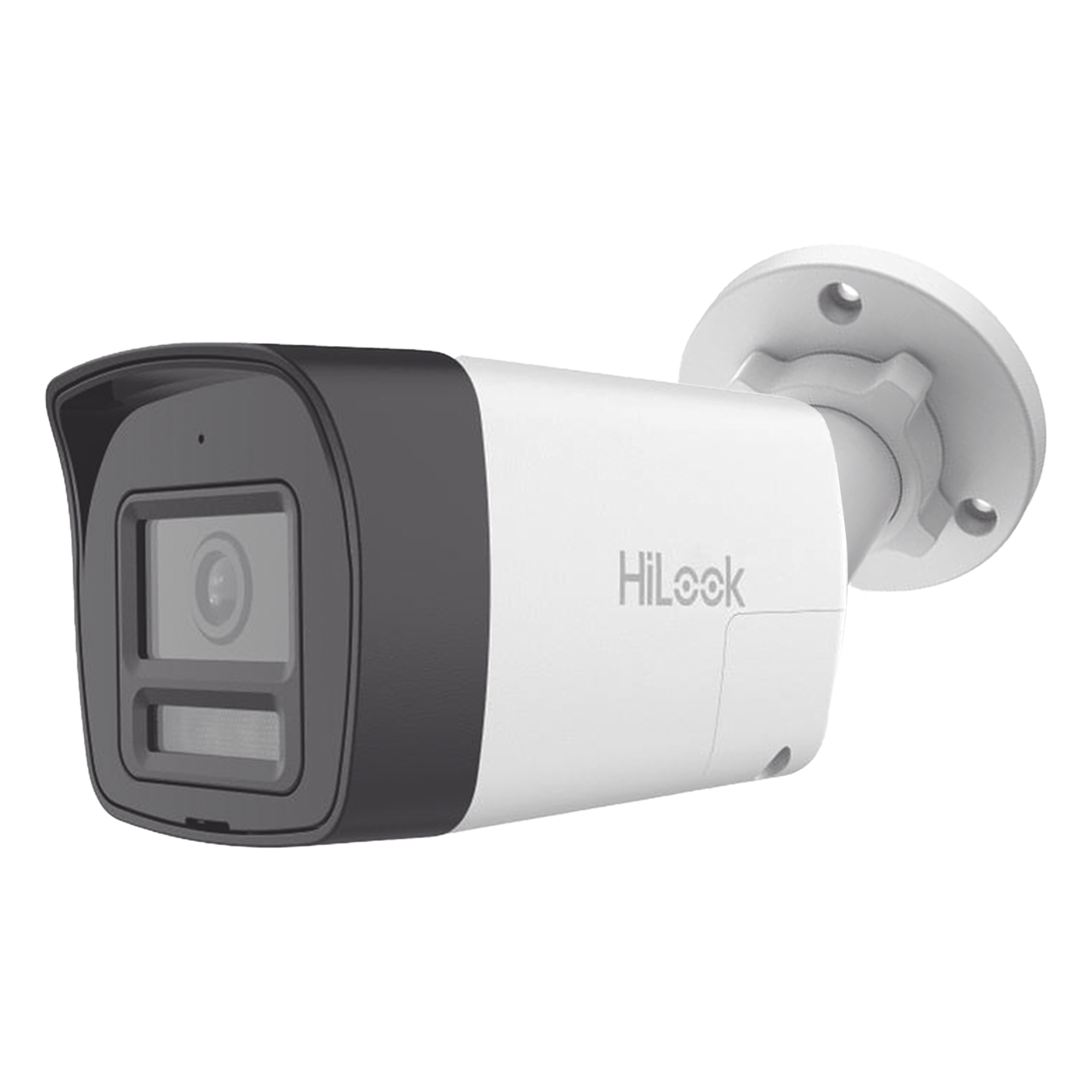 [Audio Bidireccional + Dual Light + ColorVu] Bala TURBOHD 2 Megapixel (1080p) / Lente 2.8 mm / 30 mts IR EXIR + 20 mts Luz Blanca / Micrófono y Bocina Integrado / Exterior IP67 / Metal / dWDR — HiLook by HIKVISION · SKU THC-B127-LTS