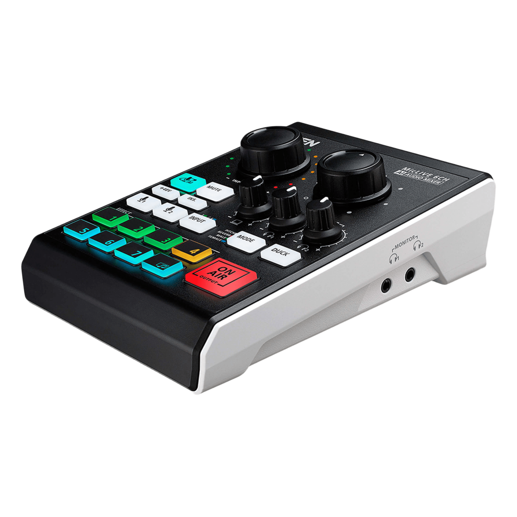 Mezclador de audio para pódcast con IA | MicLIVE™ de 6 canales — ATEN · SKU UC8000