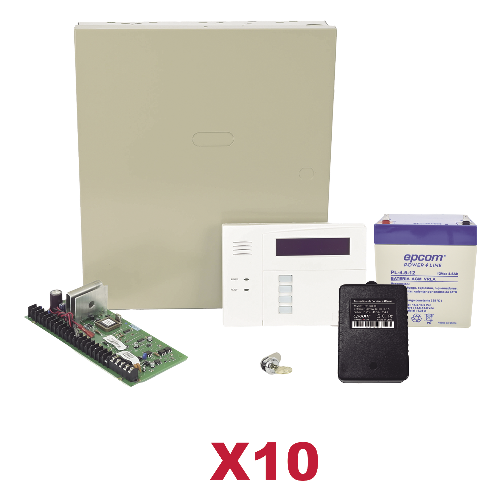 Kit de 10 paneles de alarma híbridos con teclado 6160RF, transformador y batería, ampliables a 48 zonas — HONEYWELL HOME RESIDEO · SKU VISTA48KIT10/6160RF